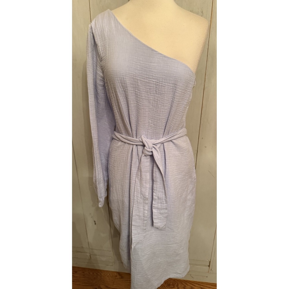 Express‎ Ladies Periwinkle One Shoulder gauze tie Dress New Light Blue Sz-M